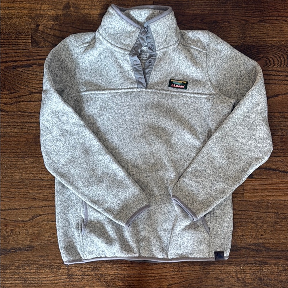 L.L. Bean Heathered Gray Fleece Pullover